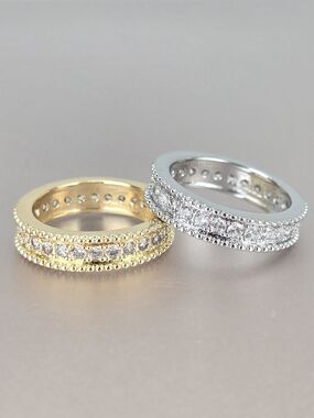 Gold and Silver Crystal Eternity Bands